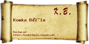 Komka Béla névjegykártya